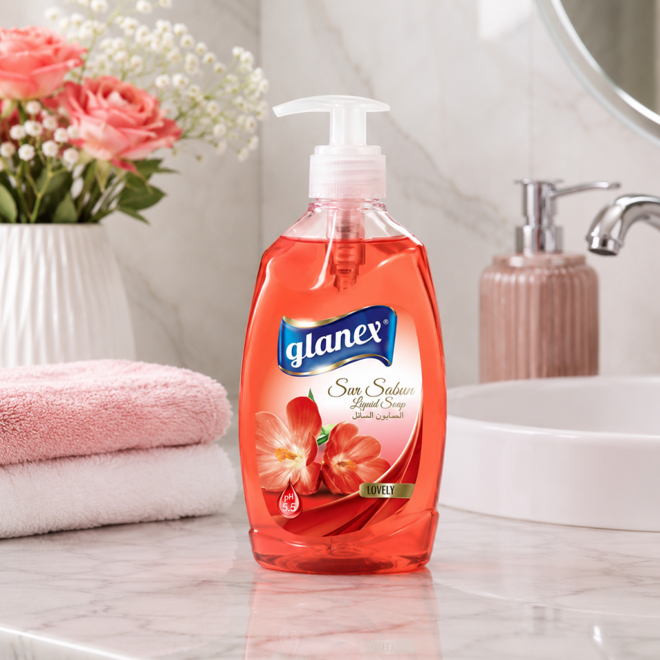 Glanex Sıvı El Sabunu (Kırmızı) 400 Gr 12 Adet