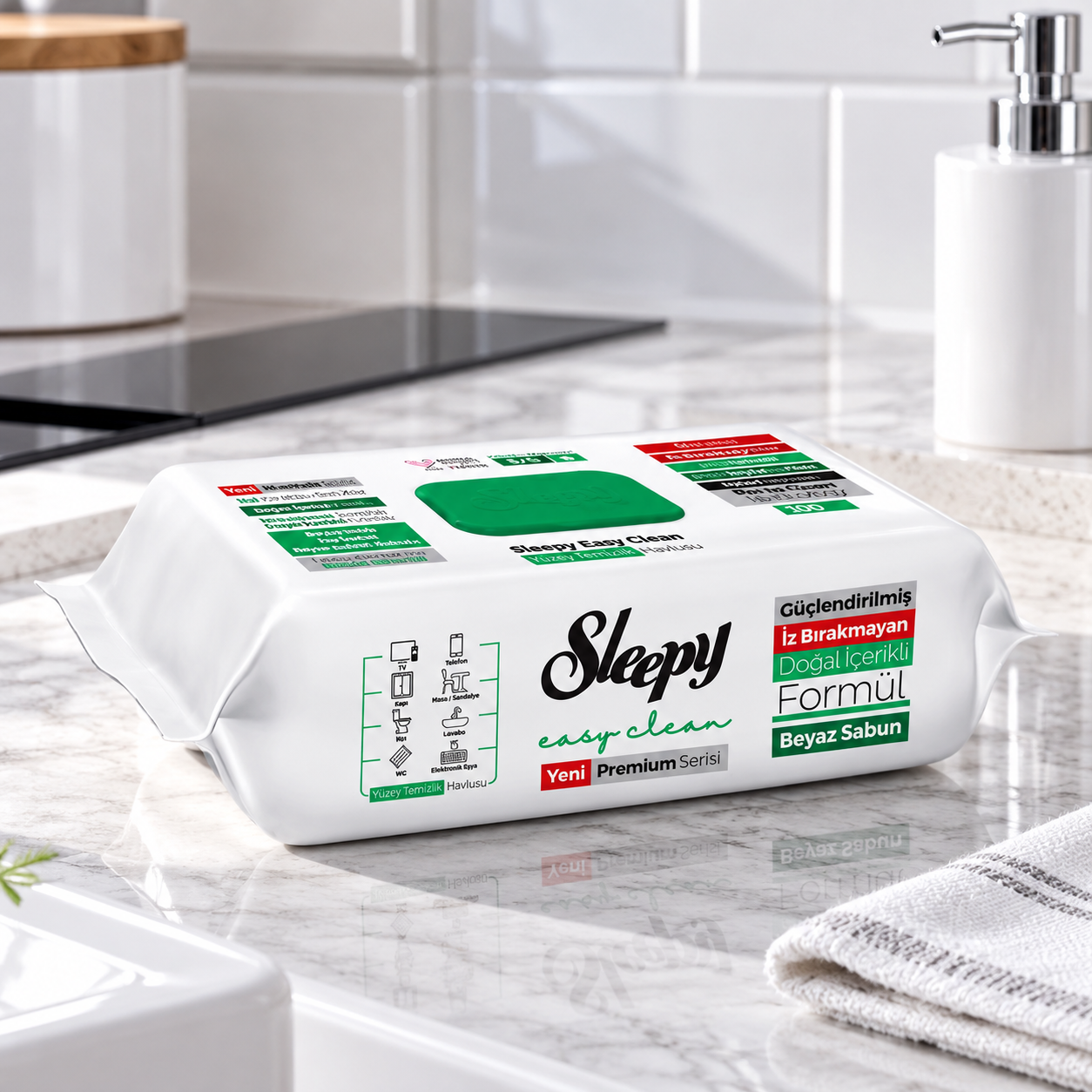 Sleepy Yüzey Temizlik Havlusu 100 Lü 12 Adet