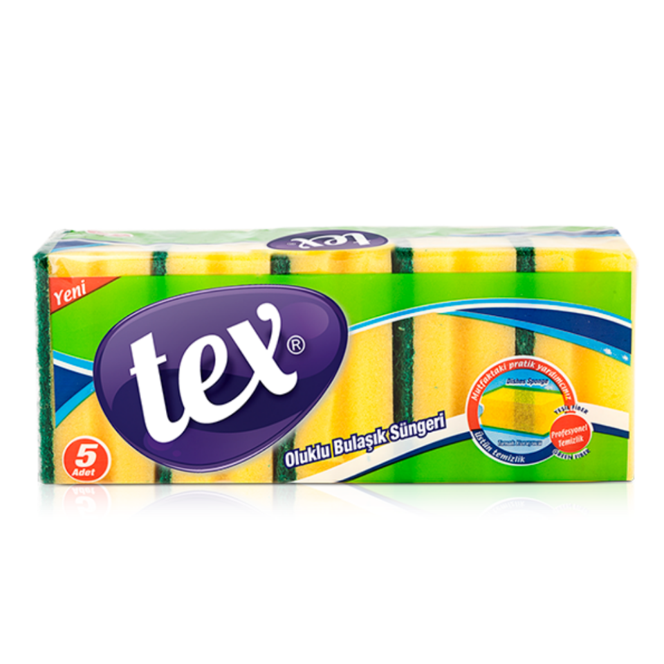Tex Standart 5'Li Oluklu Bulaşık Süngeri 9*7*4,5 Cm 48 Adet