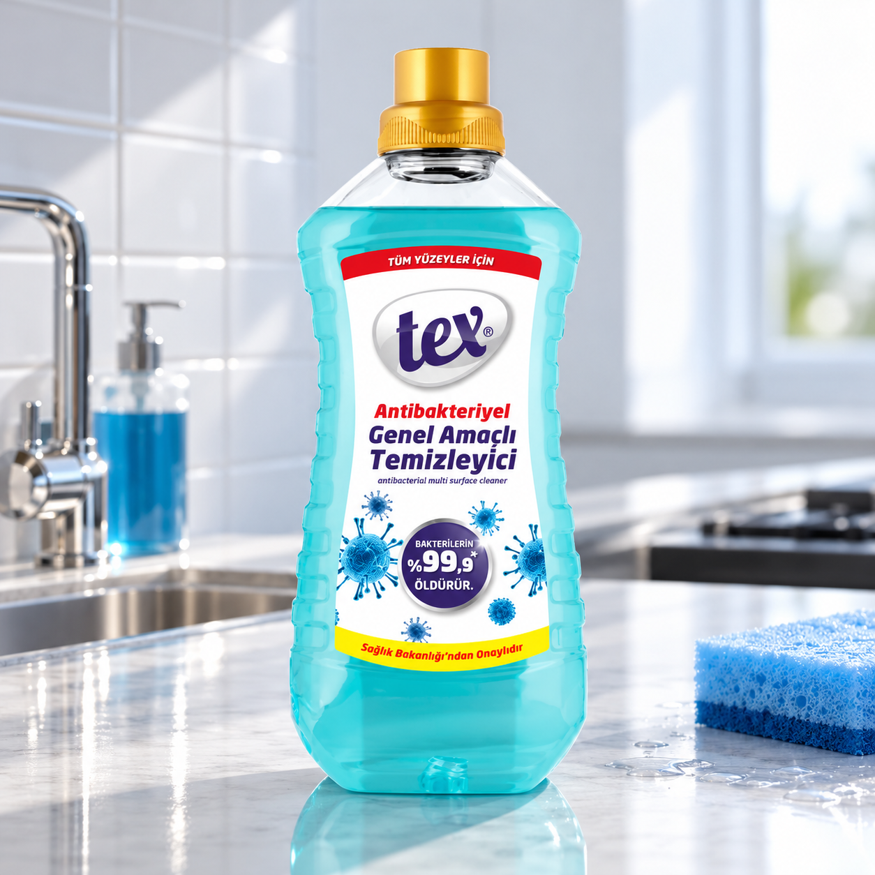Tex Antibakteriyel Genel Amaçlı Temizleyici 1,5 Lt Mavi 10 Adet