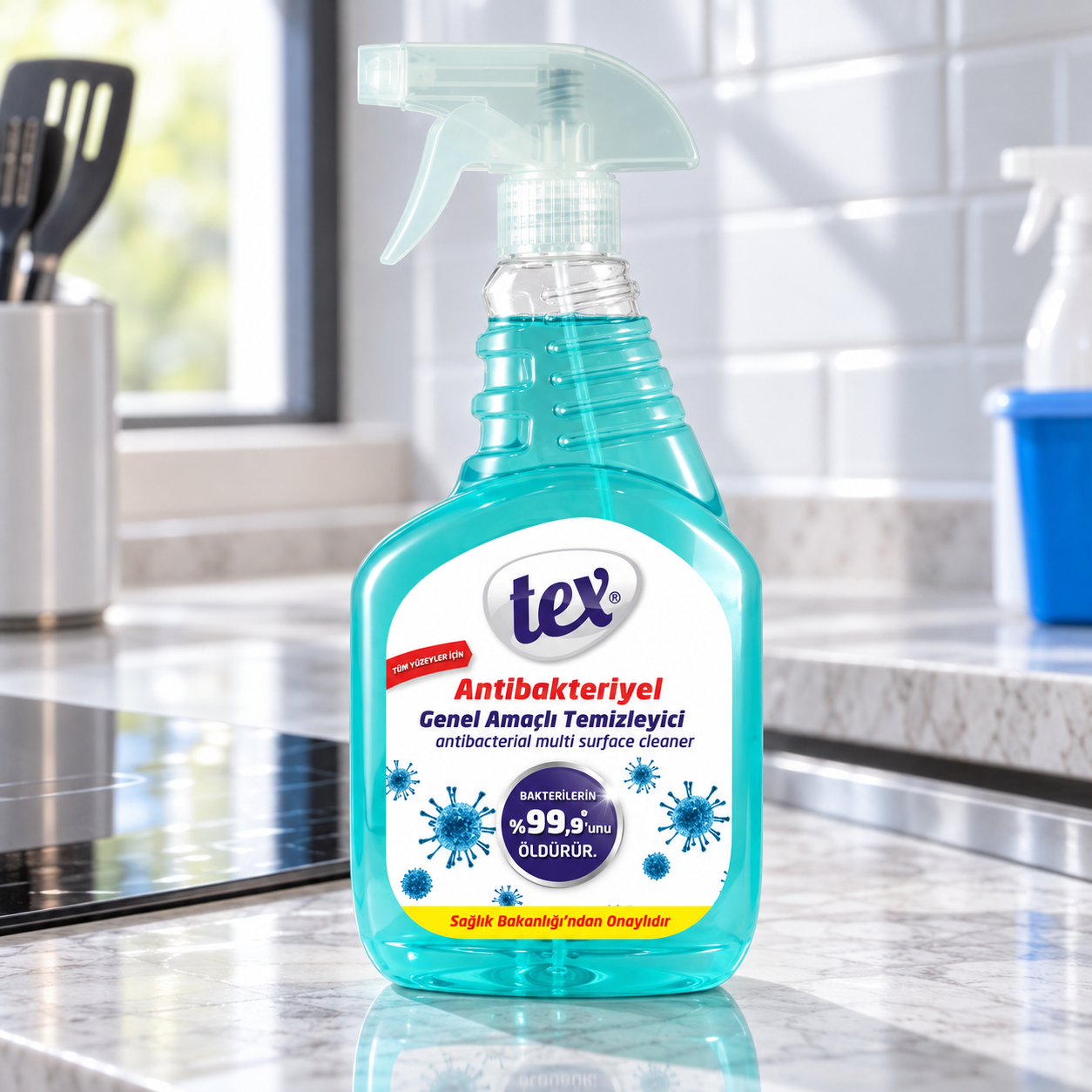 Tex Antibakteriyel Genel Amaçlı Temizleyici Mavi 750 ml 12 Adet