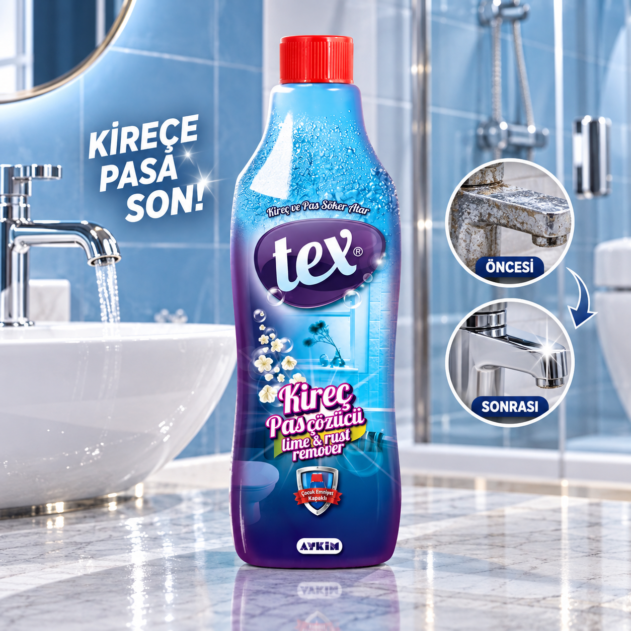 Tex Kireç Ve Pas Çözücü Mavi Şişe 1000 Gr 12 Adet