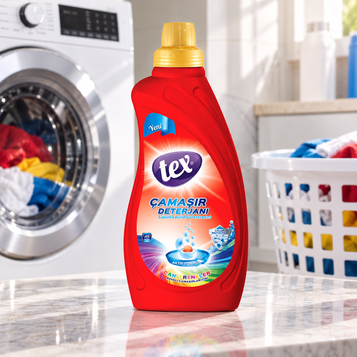 Tex Sıvı Çamaşır Deterjanı Canlı Renkler 1 Kg 12 Adet