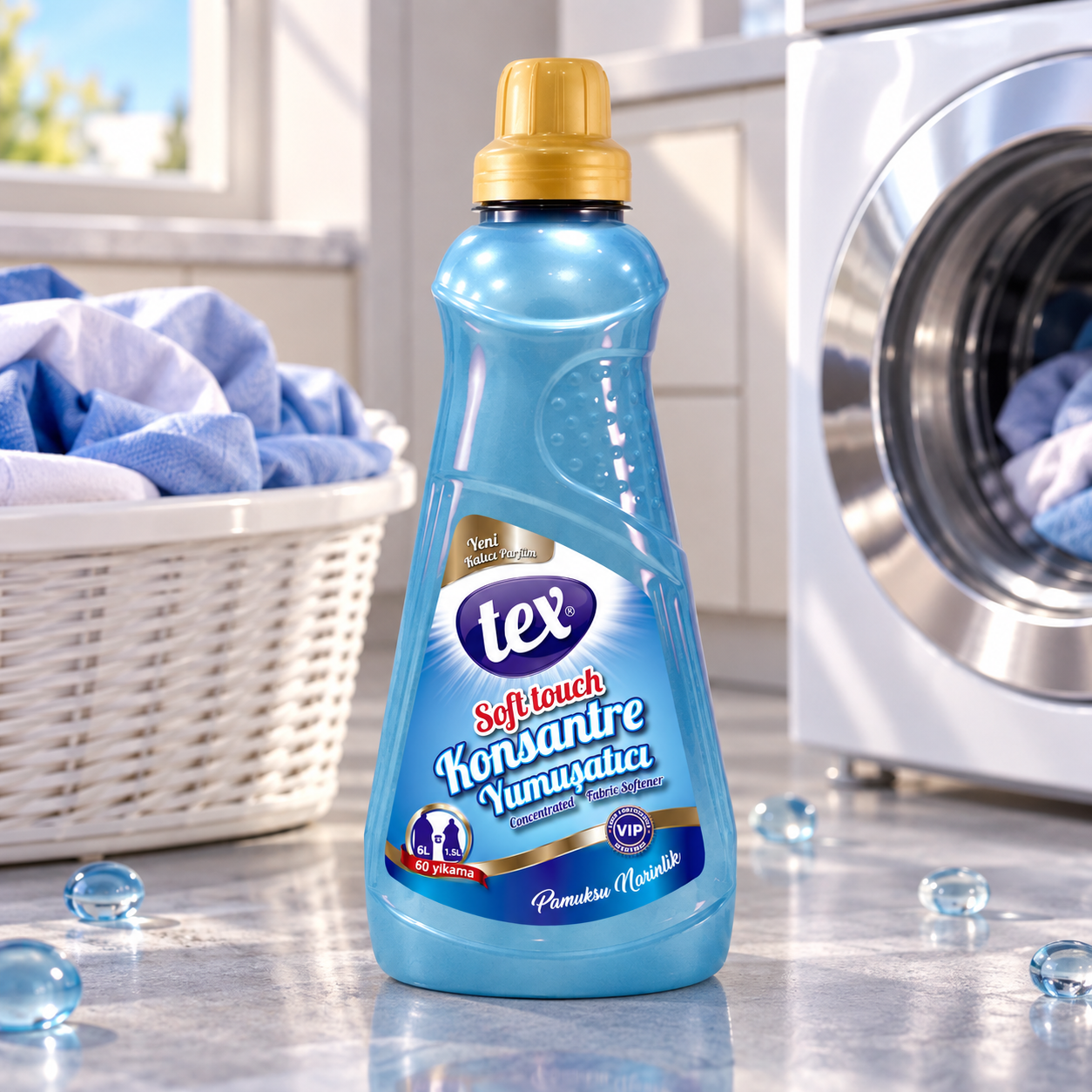 Tex Çamaşır Yumuşatıcısı Konsantre Mavi 1.25 Kg 8 Adet