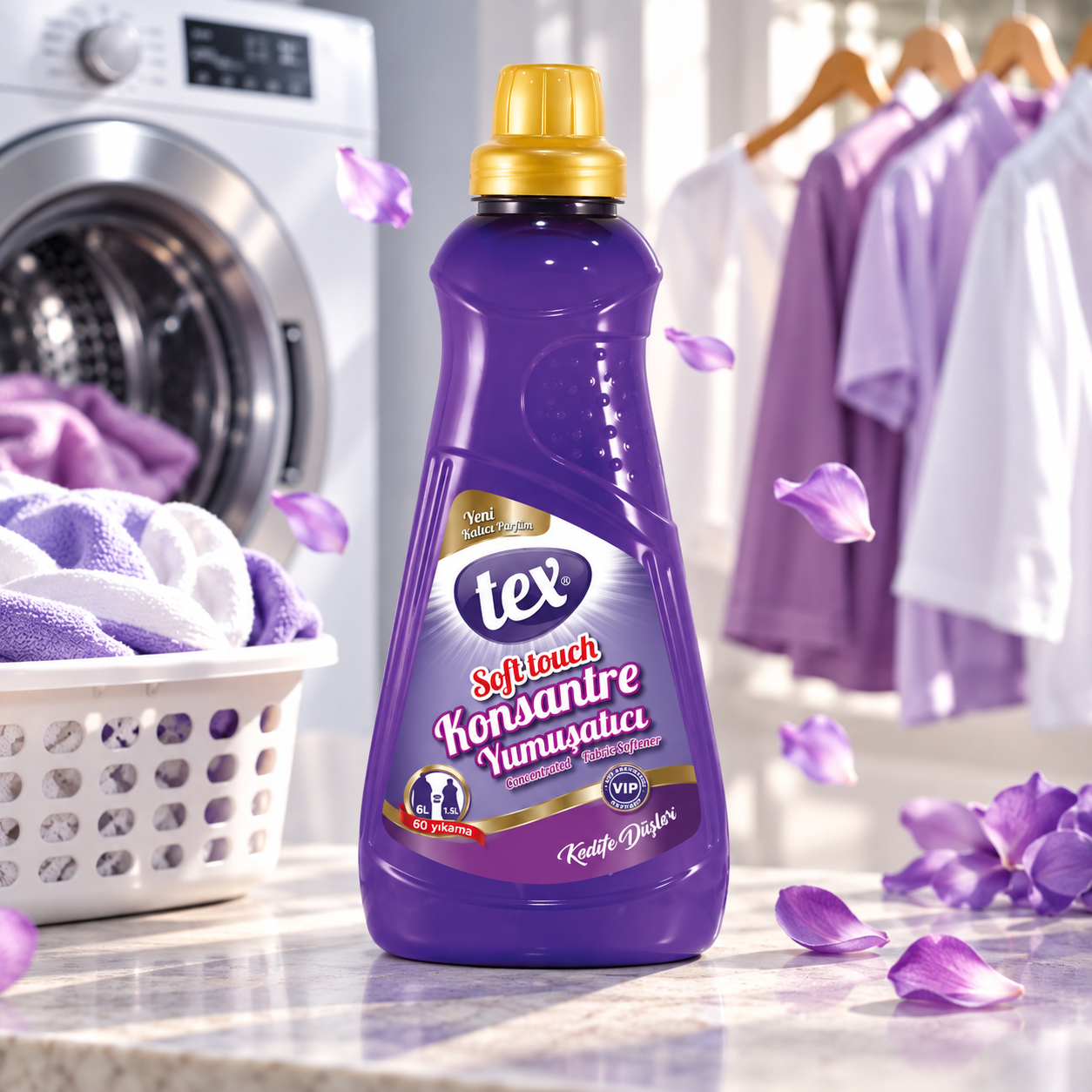 Tex Çamaşır Yumuşatıcısı Konsantre Mor 1.25 Kg 8 Adet