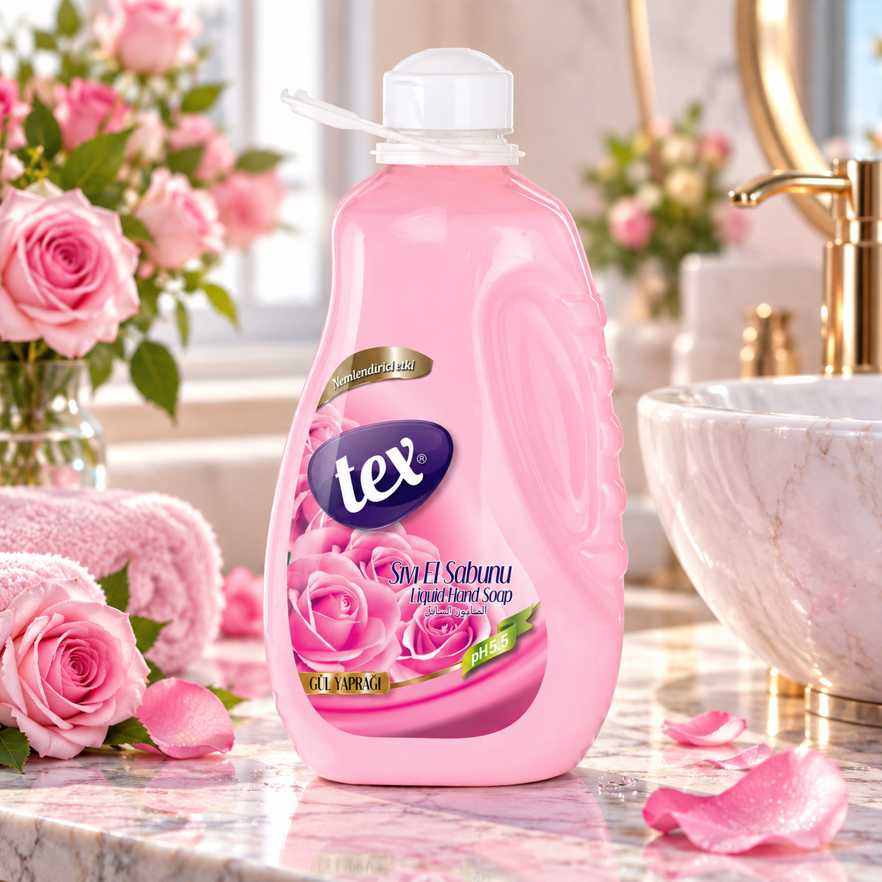 Tex Sıvı El Sabunu Gül Yaprağı Pet 3 Kg 4 Adet