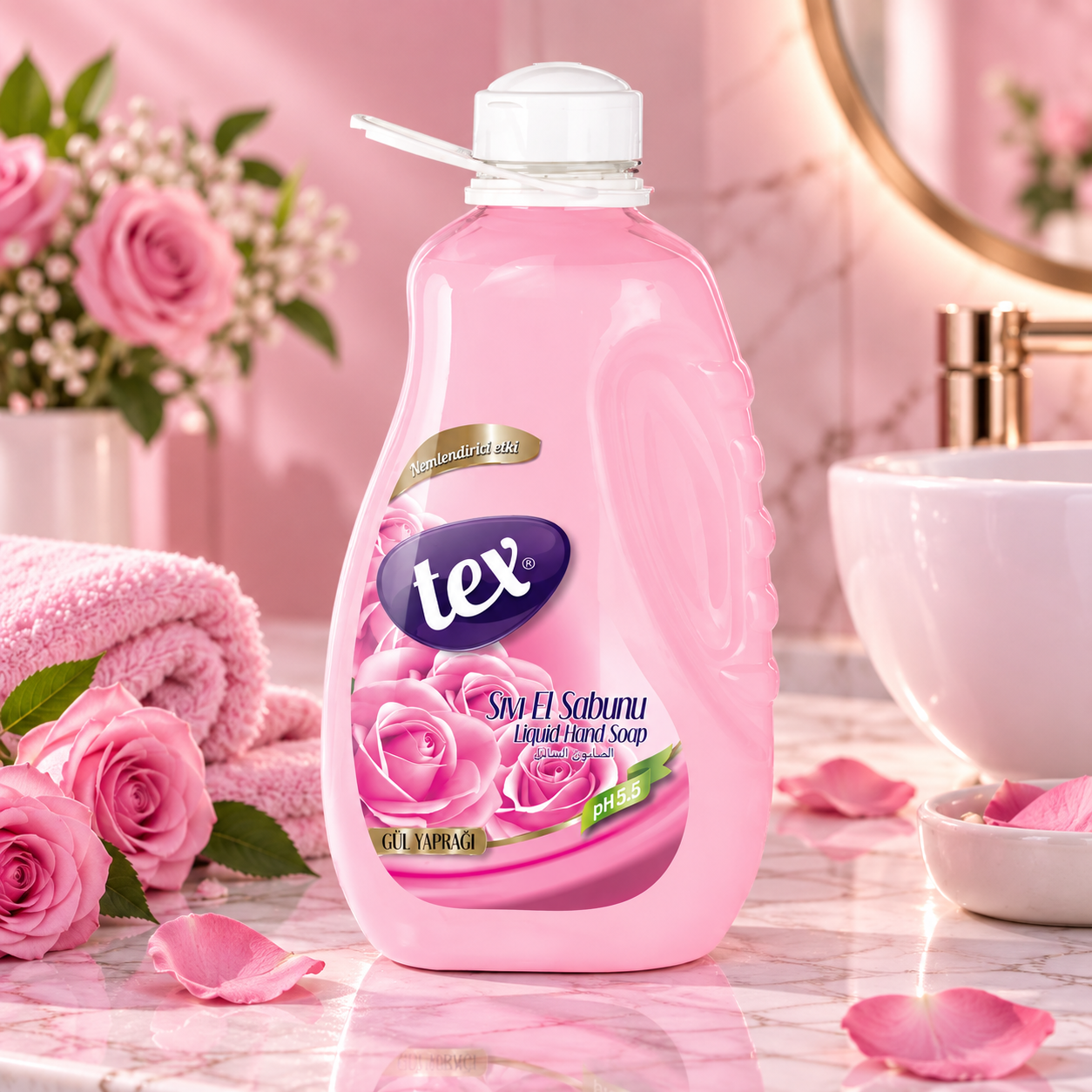 Tex Sıvı El Sabunu Gül Yaprağı 2 Kg 9 Adet