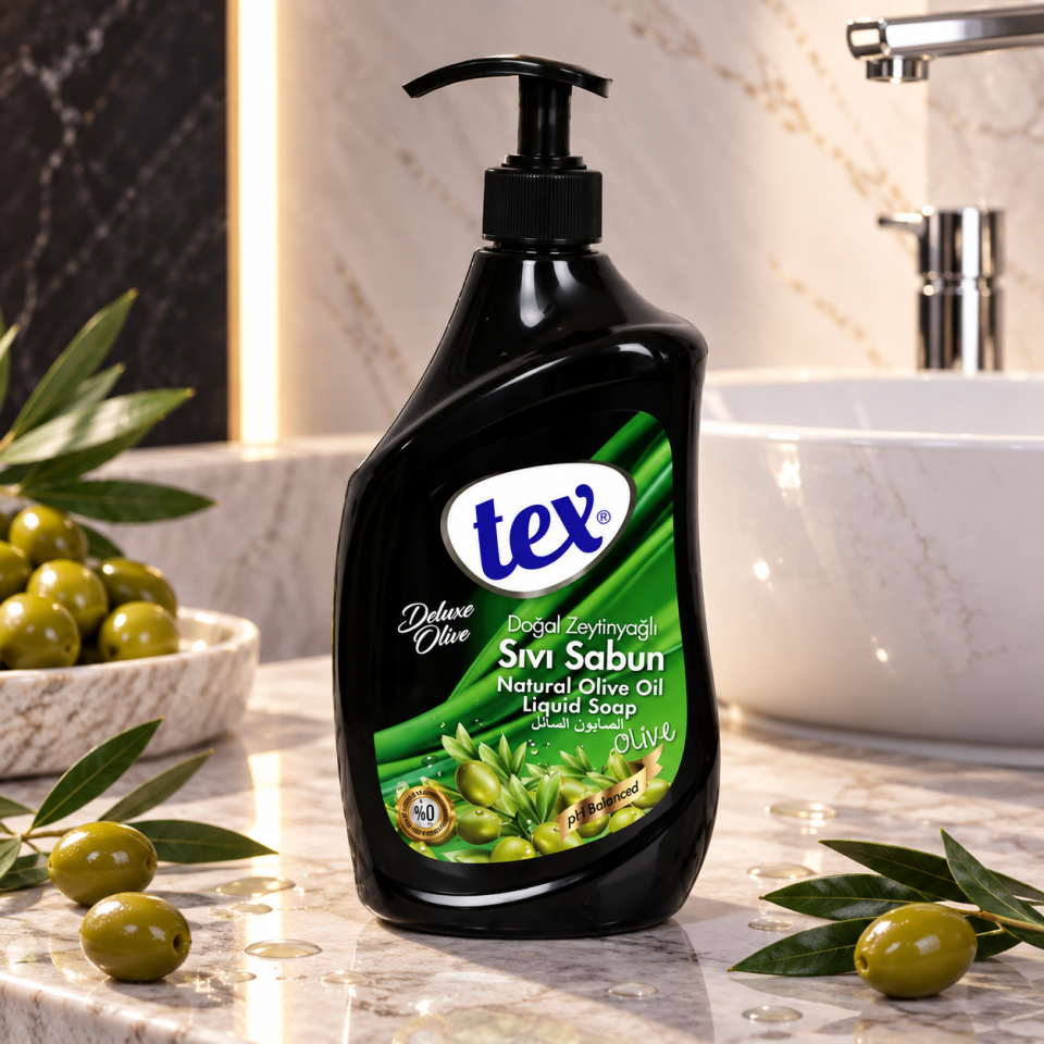 Tex Sıvı El Sabunu Zeytinyağlı Şeffaf 750 Ml 12 Adet
