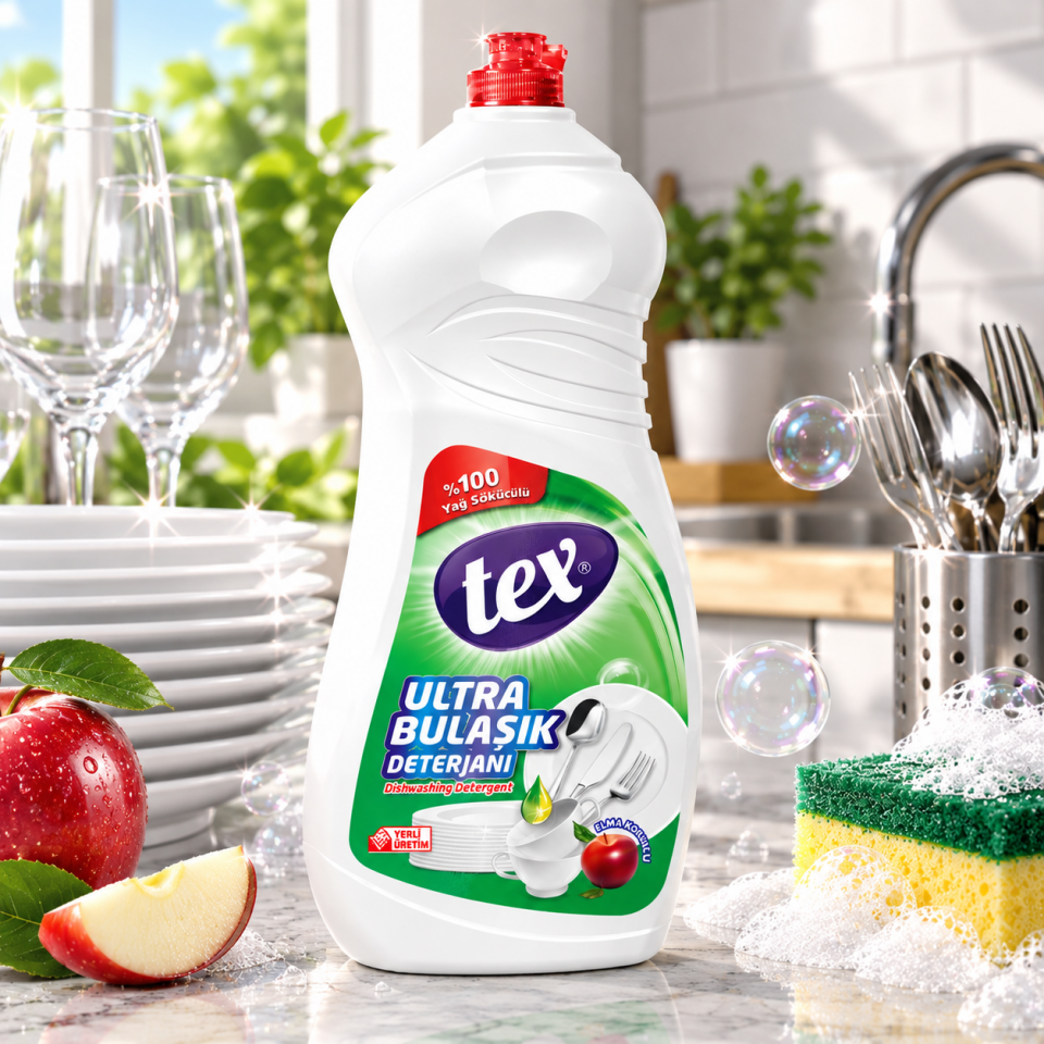 Tex Ultra Sıvı Bulaşık Deterjanı Elma 1350 Ml 12 Adet