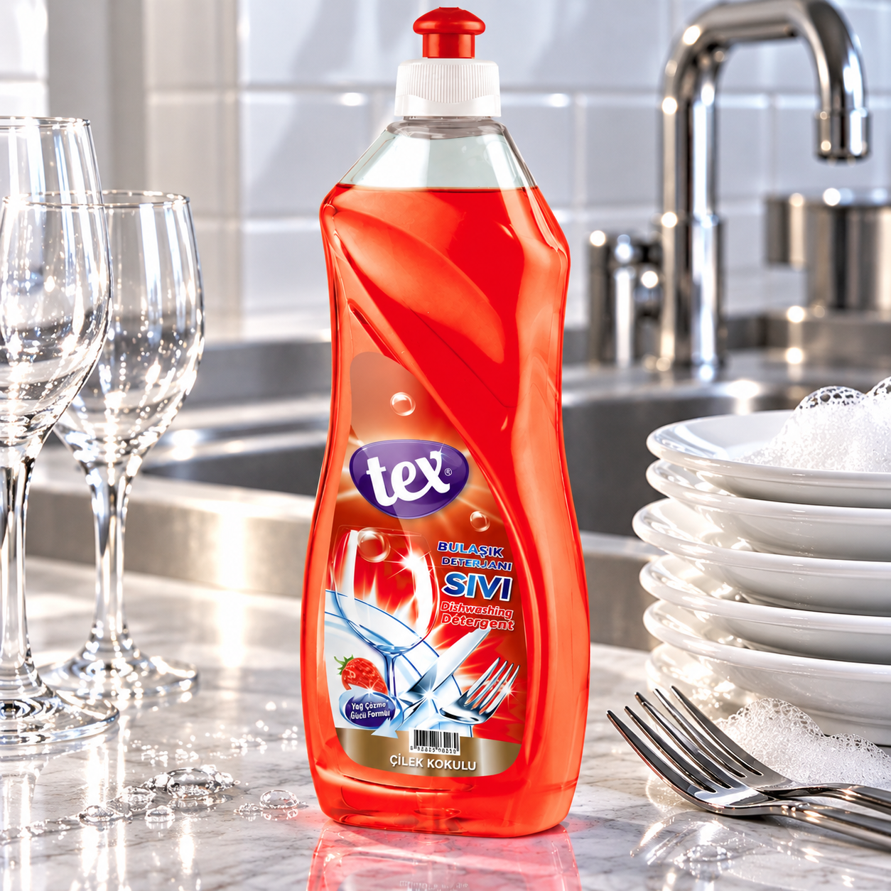 Tex Sıvı Bulaşık Deterjanı Çilekli 500 Gr 24 Adet