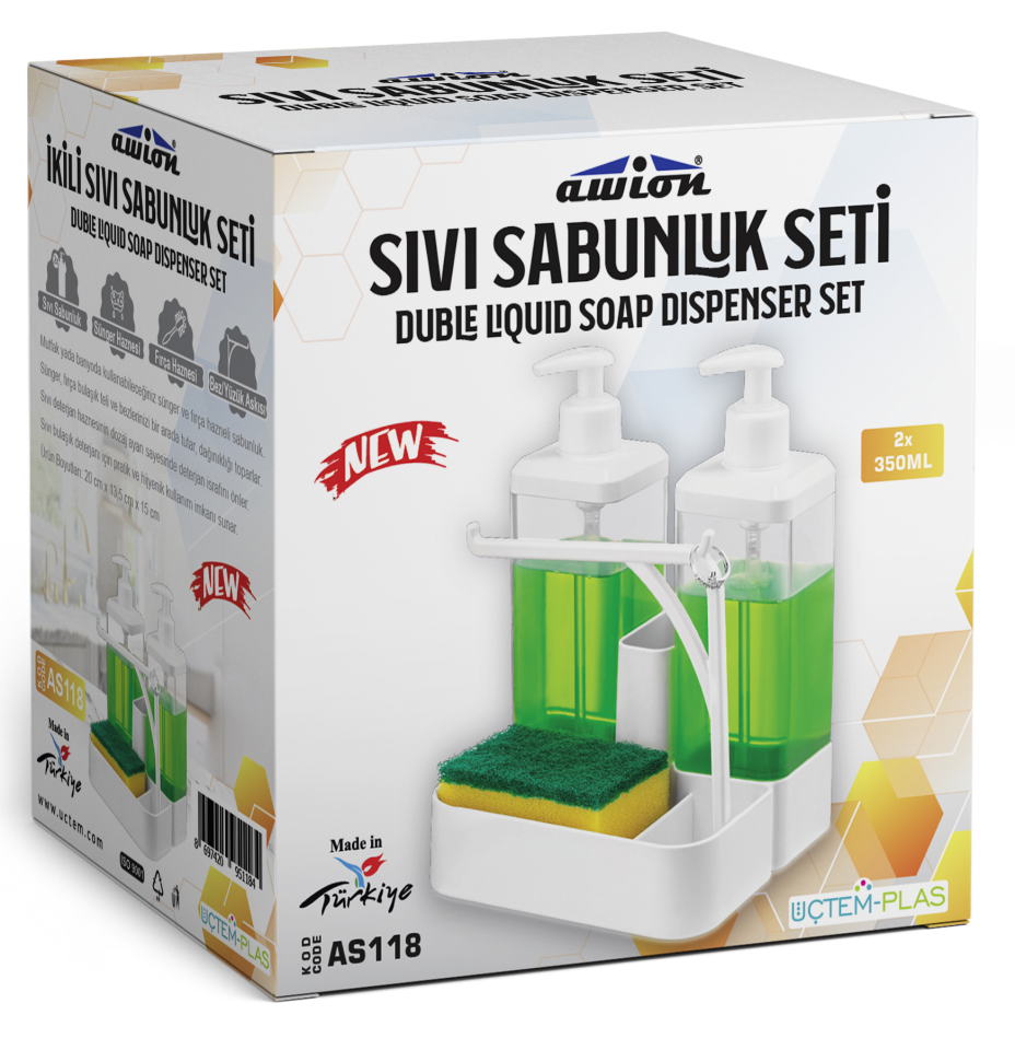 Awıon İkili Sıvı Sabunluk Ve Stand
